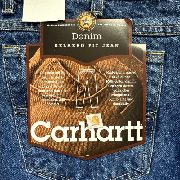 NWT Carhartt Jeans Mens 40x30 Blue Relaxed Fit Workwear Durable Ranch Farm - Picture 4 of 5